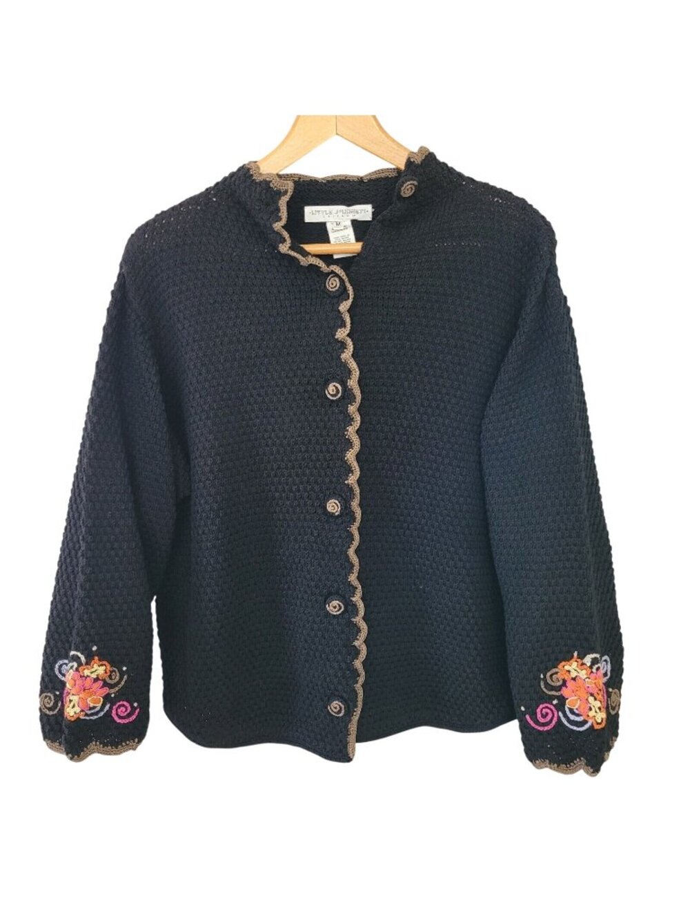 Little Journeys Chicago Handknit Cardigan Sweater Womens Size M Cottagecore